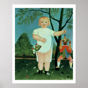Kind met een pop, c.1903 (olie op canvas) poster