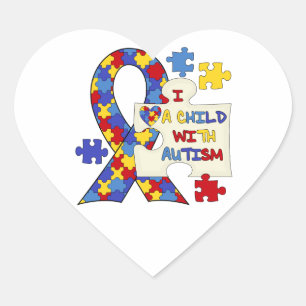 Kind met een uiterlijk op Autism Awareness Hart Sticker