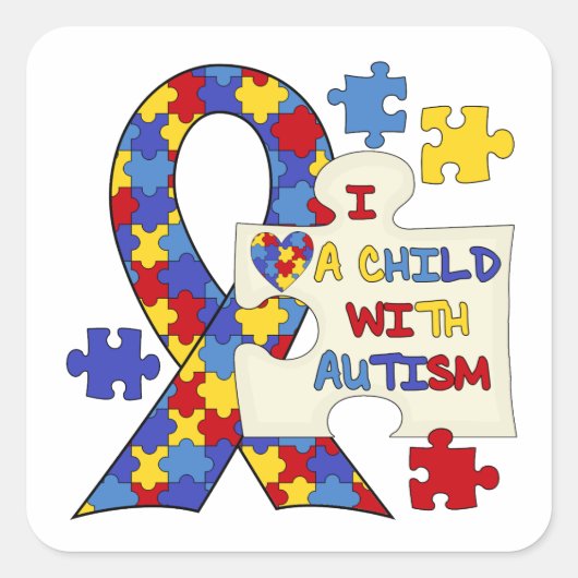 Kind met een uiterlijk op Autism Awareness Vierkante Sticker (Voorkant)