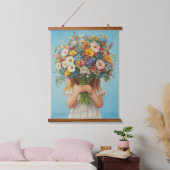Kind met een weelderig wildflower boeket hangend wandkleed (Slaapkamer)