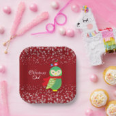 Kind met groene kerstboomkor Rood Party decoratiev Papieren Bordje (Feest)