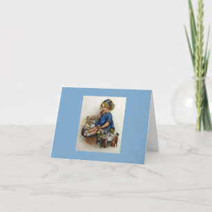  kind met haar Dolls Painting Notecard Kaart