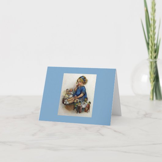  kind met haar Dolls Painting Notecard Kaart (Voorkant)