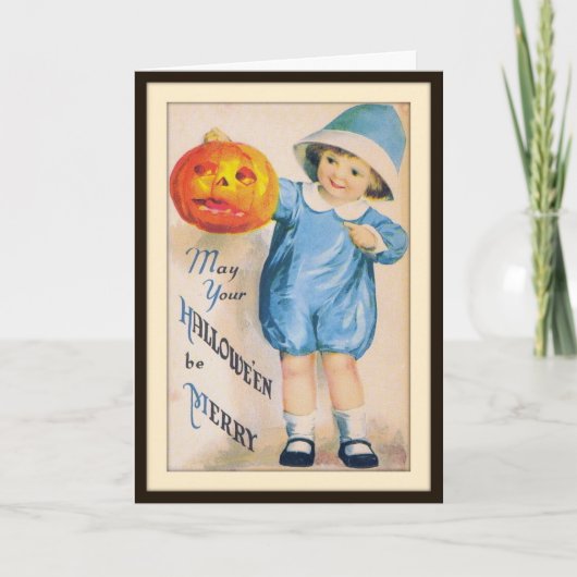Kind met Halloween Jack O' Lantern kaart (Voorkant)