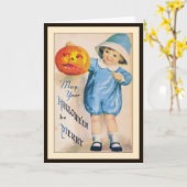 Kind met Halloween Jack O' Lantern kaart (Gele Bloem)