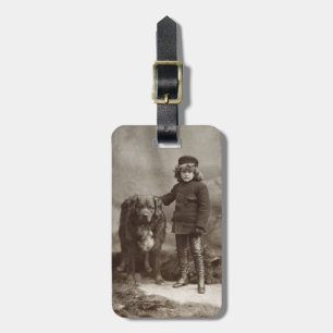 Kind met hond, C1885 Bagagelabel