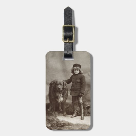 Kind met hond, C1885 Bagagelabel (Voorkant verticaal)