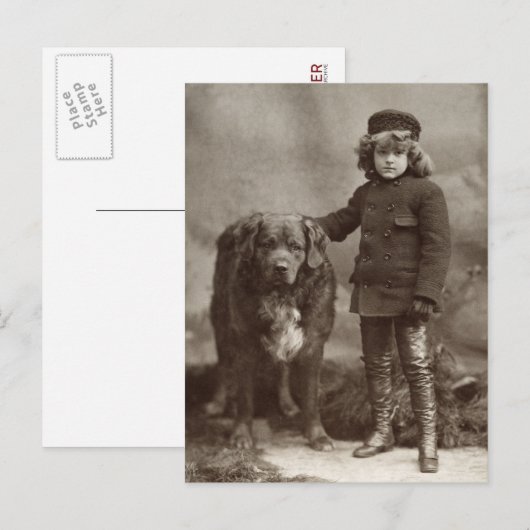Kind met hond, C1885 Briefkaart (Voorkant / Achterkant)