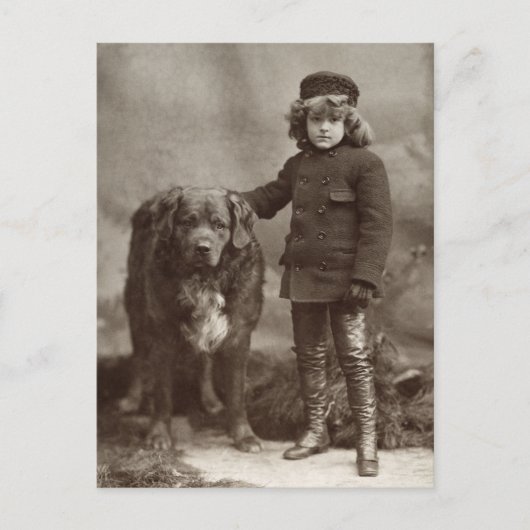 Kind met hond, C1885 Briefkaart (Voorkant)