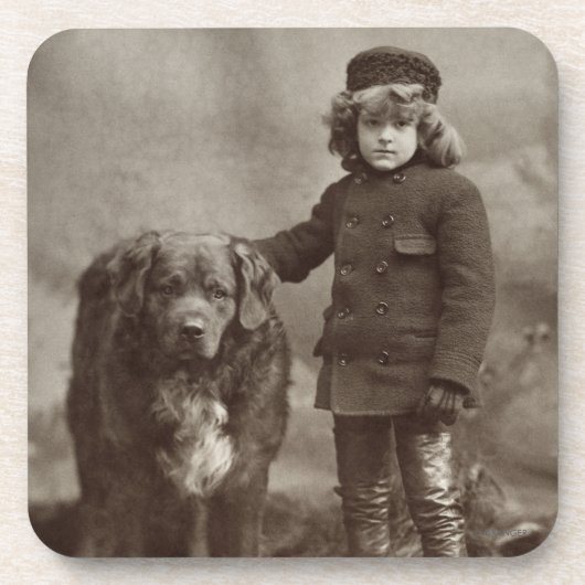 Kind met hond, C1885 Drankjes Onderzetter (Voorkant)