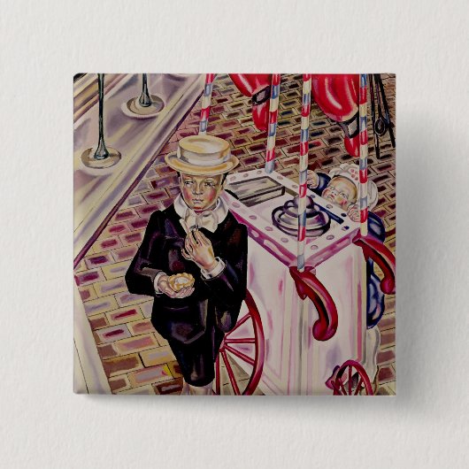 Kind met ijskap vierkante button 5,1 cm (Voorkant)