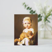 Kind met kat briefkaart (Staand voorkant)