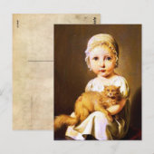 Kind met kat briefkaart (Voorkant / Achterkant)