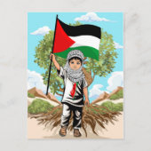 Kind met Keffiyeh Palestina Vlag en Olijfboom Briefkaart (Voorkant)