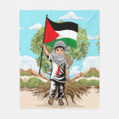 Kind met Keffiyeh Palestina Vlag en Olijfboom Fleece Deken (Voorkant)