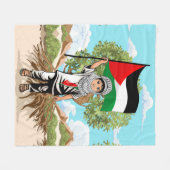 Kind met Keffiyeh Palestina Vlag en Olijfboom Fleece Deken (Voorkant (Horizontaal))