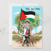 Kind met Keffiyeh Palestina Vlag en Olijfboom Kaart (Voorkant)