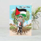 Kind met Keffiyeh Palestina Vlag en Olijfboom Kaart (Staand voorkant)