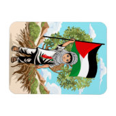 Kind met Keffiyeh Palestina Vlag en Olijfboom Magneet (Horizontaal)