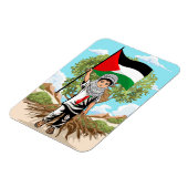 Kind met Keffiyeh Palestina Vlag en Olijfboom Magneet (Linkerzijde)