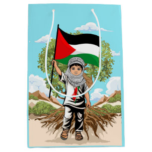 Kind met Keffiyeh Palestina Vlag en Olijfboom Medium Cadeauzakje