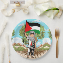 Kind met Keffiyeh Palestina Vlag en Olijfboom