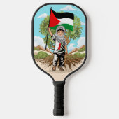 Kind met Keffiyeh Palestina Vlag en Olijfboom Pickleball Paddle (Achterkant)