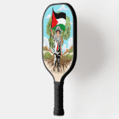 Kind met Keffiyeh Palestina Vlag en Olijfboom Pickleball Paddle (Links)