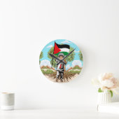 Kind met Keffiyeh Palestina Vlag en Olijfboom Ronde Klok (Huis)