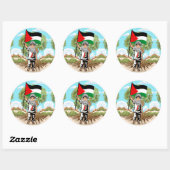 Kind met Keffiyeh Palestina Vlag en Olijfboom Ronde Sticker (Vel)