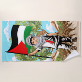 Kind met Keffiyeh Palestina Vlag en Olijfboom Strandlaken (Voorkant)