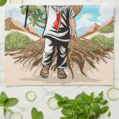 Kind met Keffiyeh Palestina Vlag en Olijfboom Theedoek (Gevouwen)