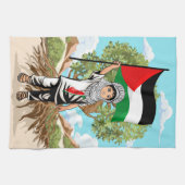 Kind met Keffiyeh Palestina Vlag en Olijfboom Theedoek (Horizontaal)