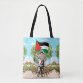 Kind met Keffiyeh Palestina Vlag en Olijfboom Tote Bag (Voorkant)