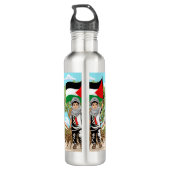 Kind met Keffiyeh Palestina Vlag en Olijfboom Waterfles (Achterkant)