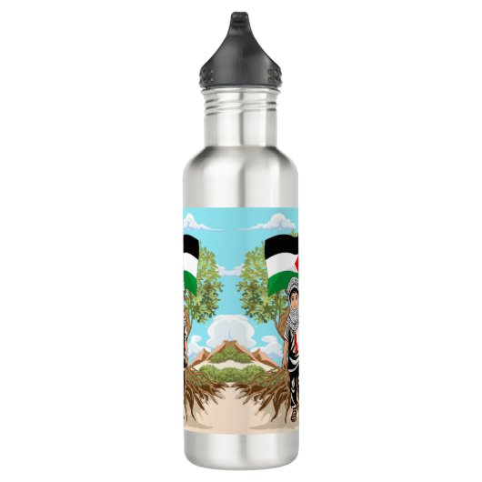 Kind met Keffiyeh Palestina Vlag en Olijfboom Waterfles (Rechts)