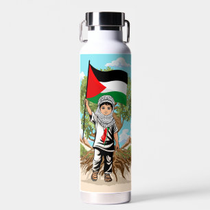 Kind met Keffiyeh Palestina Vlag en Olijfboom Waterfles