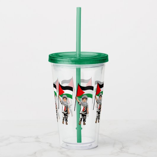 Kind met Keffiyeh Palestine Vlag Acryl Drinkbeker (Voorkant)