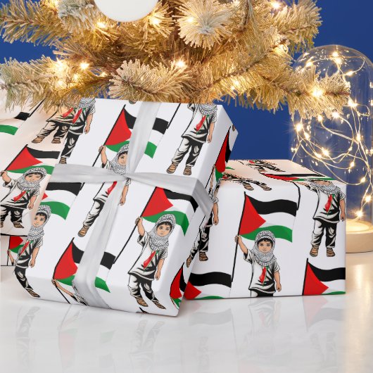 Kind met Keffiyeh Palestine Vlag Cadeaupapier (Feestdagen)