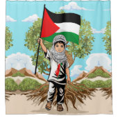 Kind met Keffiyeh Palestine Vlag Douchegordijn (Voorkant)