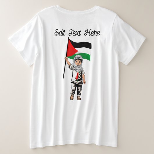 Kind met Keffiyeh Palestine Vlag Grote Maat T-shirt (Design achterkant)