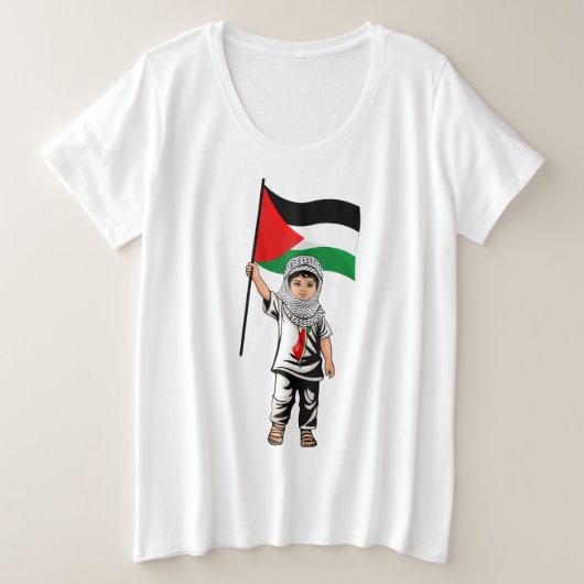 Kind met Keffiyeh Palestine Vlag Grote Maat T-shirt (Design voorkant)