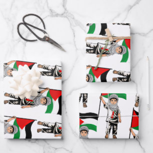 Kind met Keffiyeh Palestine Vlag Inpakpapier Vel