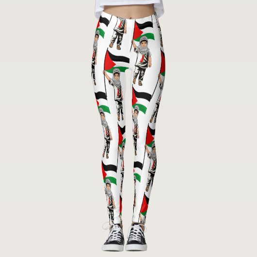 Kind met Keffiyeh Palestine Vlag Leggings (Voorkant)