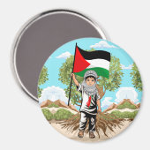 Kind met Keffiyeh Palestine Vlag Magneet (Voorkant / Achterkant)