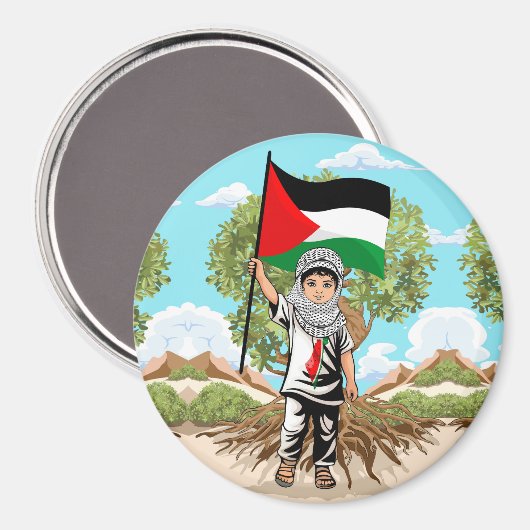 Kind met Keffiyeh Palestine Vlag Magneet (Voorkant / Achterkant)
