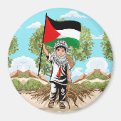 Kind met Keffiyeh Palestine Vlag Magneet (Voorkant)