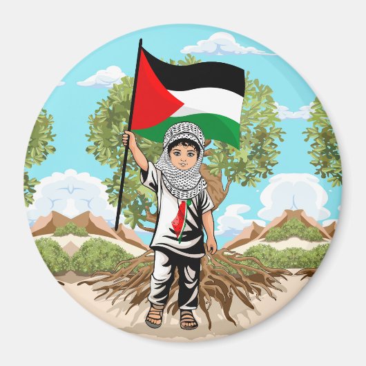 Kind met Keffiyeh Palestine Vlag Magneet (Voorkant)