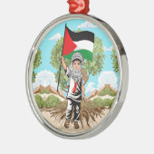 Kind met Keffiyeh Palestine Vlag Metalen Ornament (Links)