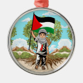 Kind met Keffiyeh Palestine Vlag Metalen Ornament (Voorkant)